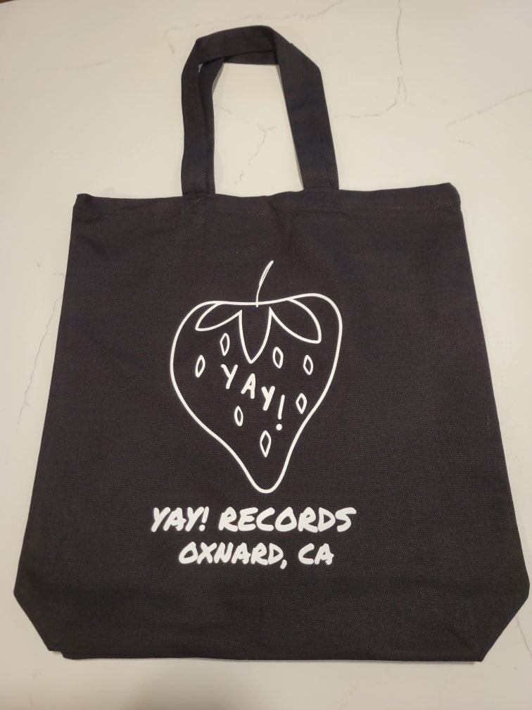 YAY! Records Black Tote Strawberry Logo OXNARD GROOVE INDIEPOP SOUL