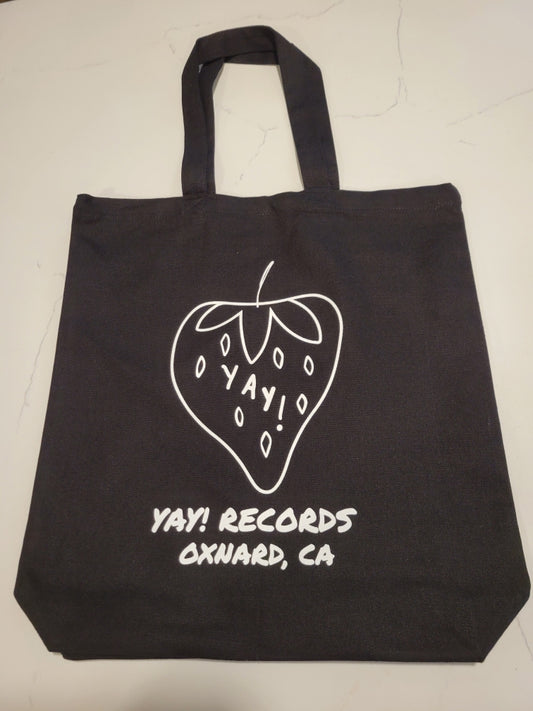 YAY! Records Black Tote Strawberry Logo OXNARD GROOVE INDIEPOP SOUL