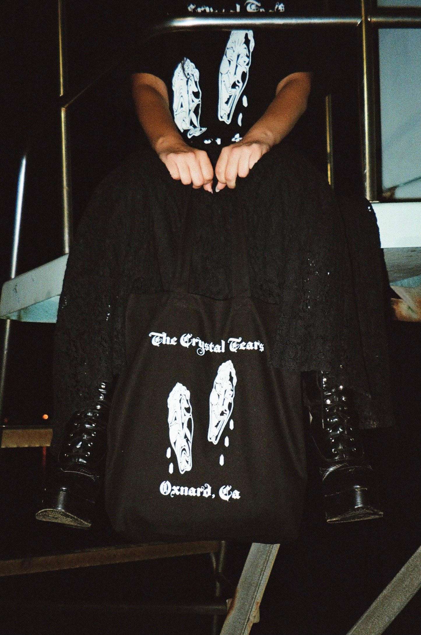 The Crystal Tears Black Tote Clowns Crying GOTHIC SOUL OXNARD